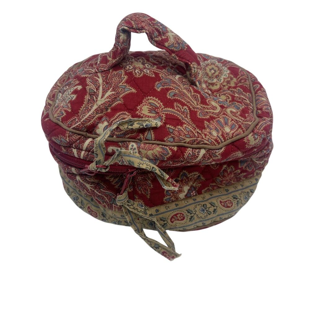 Vera Bradley Home & Away Round Travel Cosmetic Case Windsor Red Retired Print